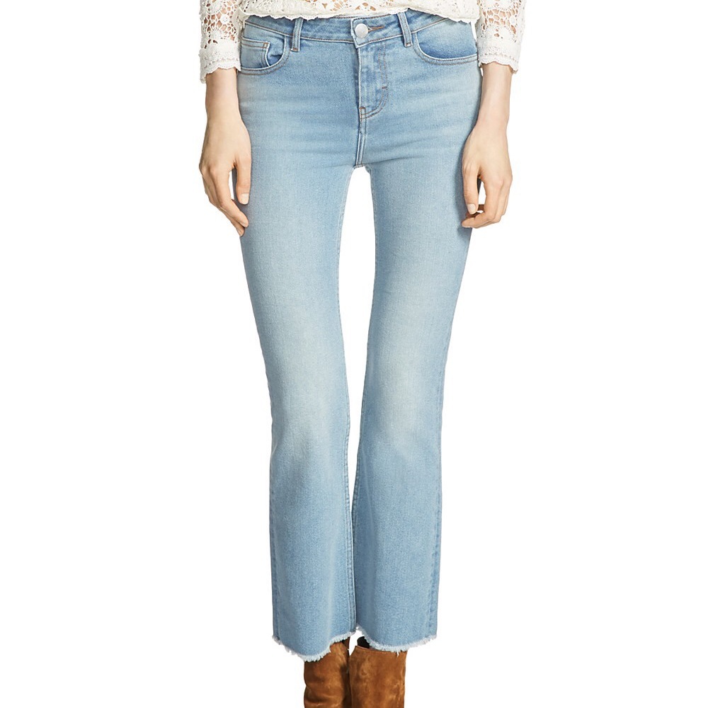 Maje Paxi Cropped Flare Jeans in Blue